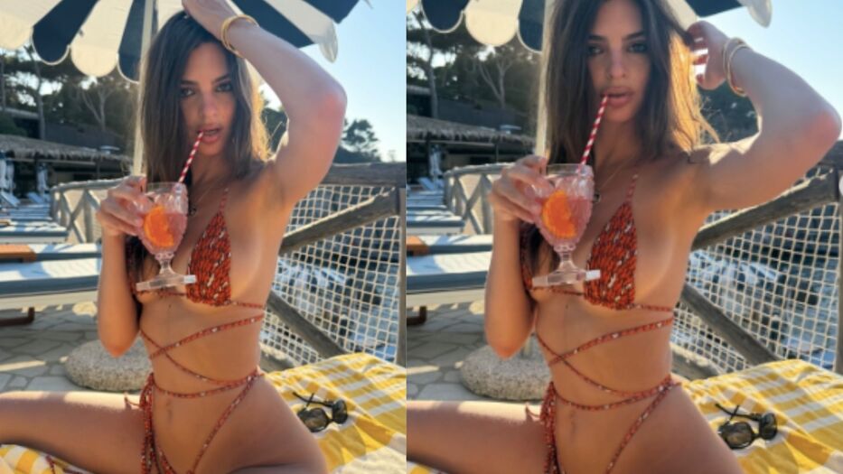 Emily Ratajkowski impactó con sus fotos al desnudo y en microbikini para despedir julio