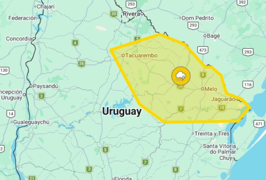 De miércoles: alerta amarilla por tormentas fuertes en cuatro departamentos