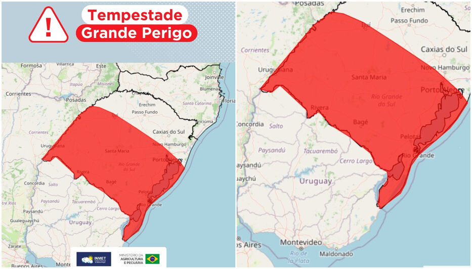 Roja directa: Brasil ya estableció máximo nivel de alerta en zona que comprende a Uruguay
