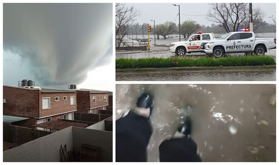 Cono de viento, inundaciones y apagones: escenas que el ciclón deja en el litoral