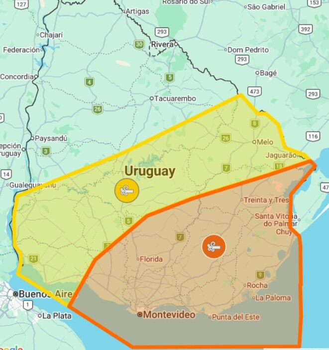 Inumet emitió una alerta amarilla y otra naranja por vientos muy fuertes: dónde afecta