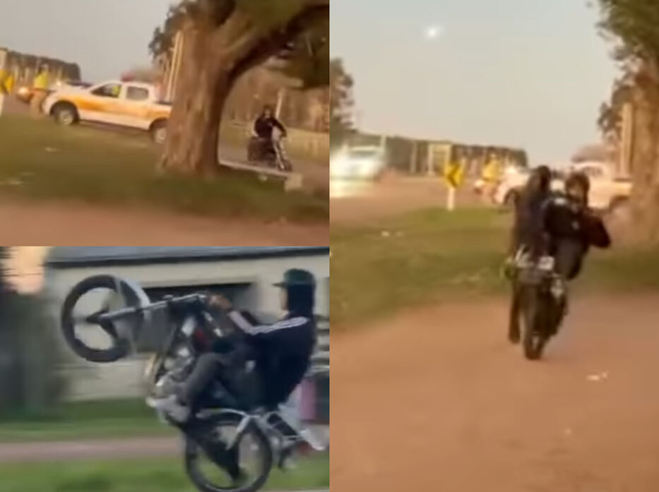 Willy y piruetas: se viraliza la conducta de un motociclista frente a la Policía Caminera