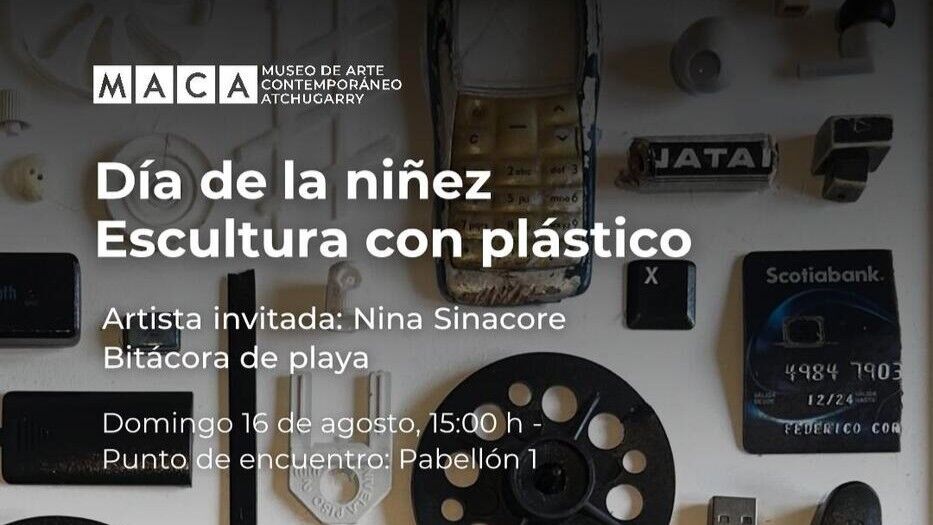 Escultura con plástico en Fundación Pablo Atchugarry junto a la artista Nina Sinacore