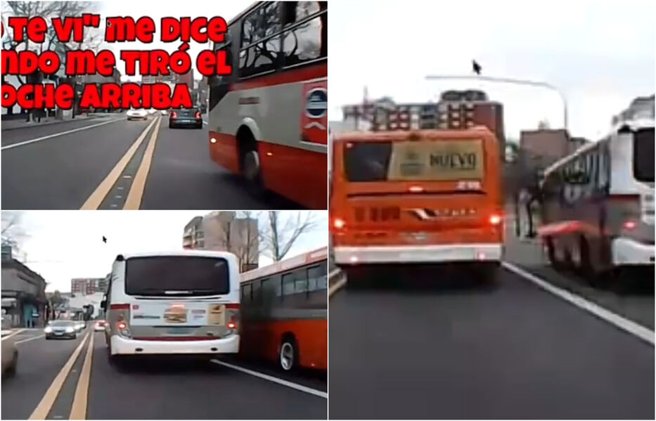 Filman a dos ómnibus en avenida de Montevideo “jugando a la pasada” y “apretando” autos