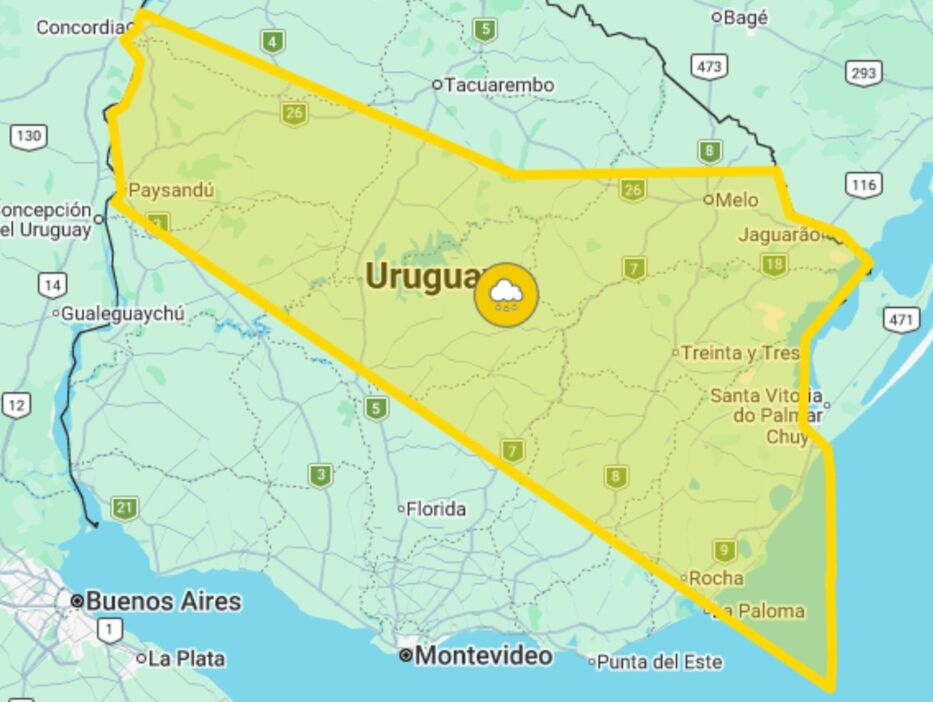 Pésimo escenario: alerta amarilla por lluvias abundantes en 13 departamentos