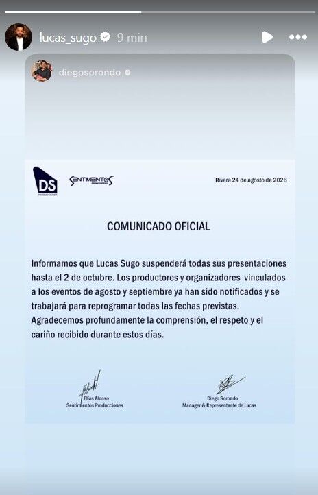 Foto: Lucas Sugo en Instagram