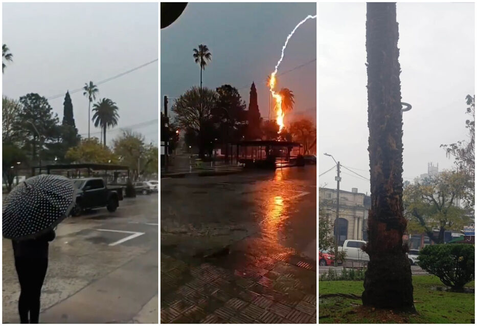 Un susto: graban el impacto de un rayo en medio de la ciudad de Melo