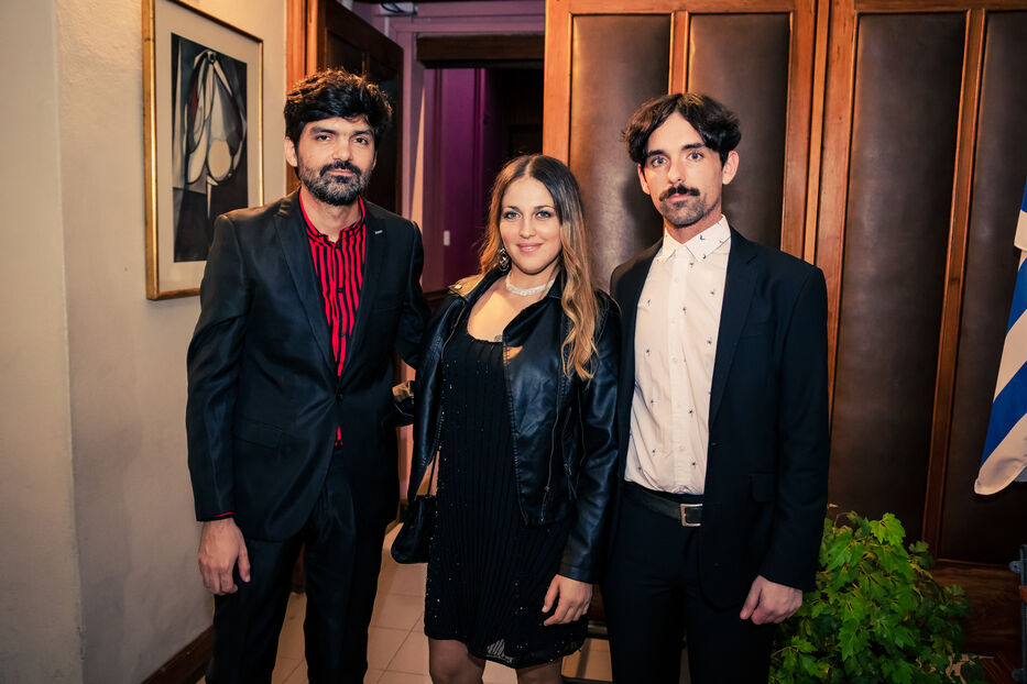 Eduardo Maquieira, el primero desde la izquierda, en la avant-première de la webnovela.