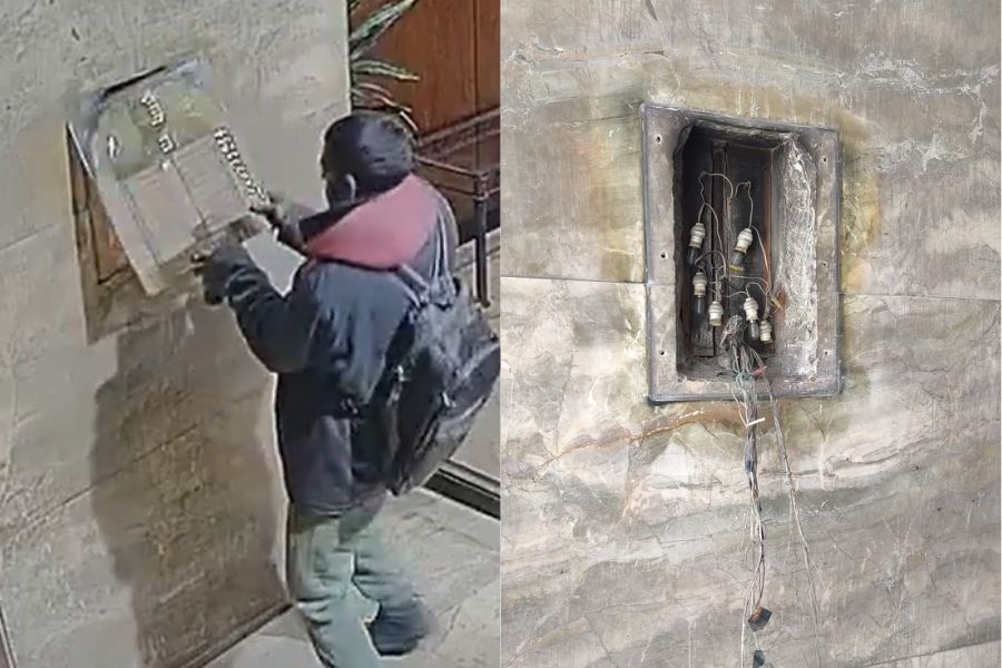 Hombre robó en pocos segundos una timbrera de un edificio en el Centro y quedó filmado