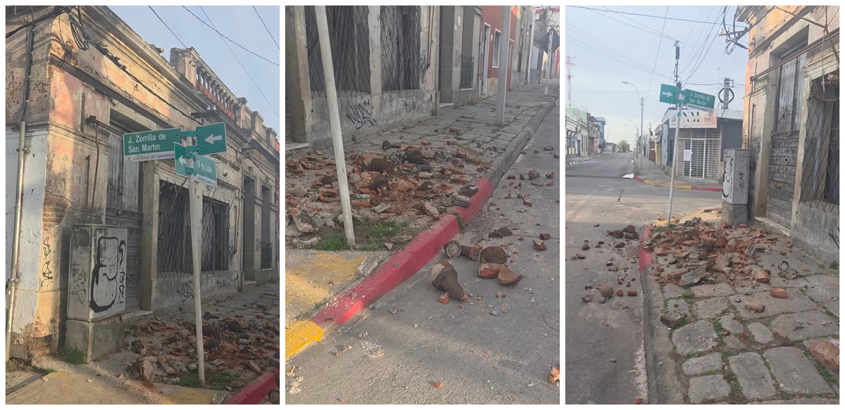 Un peligro: una balaustrada se desplomó sobre la vereda en una calle céntrica de Pando