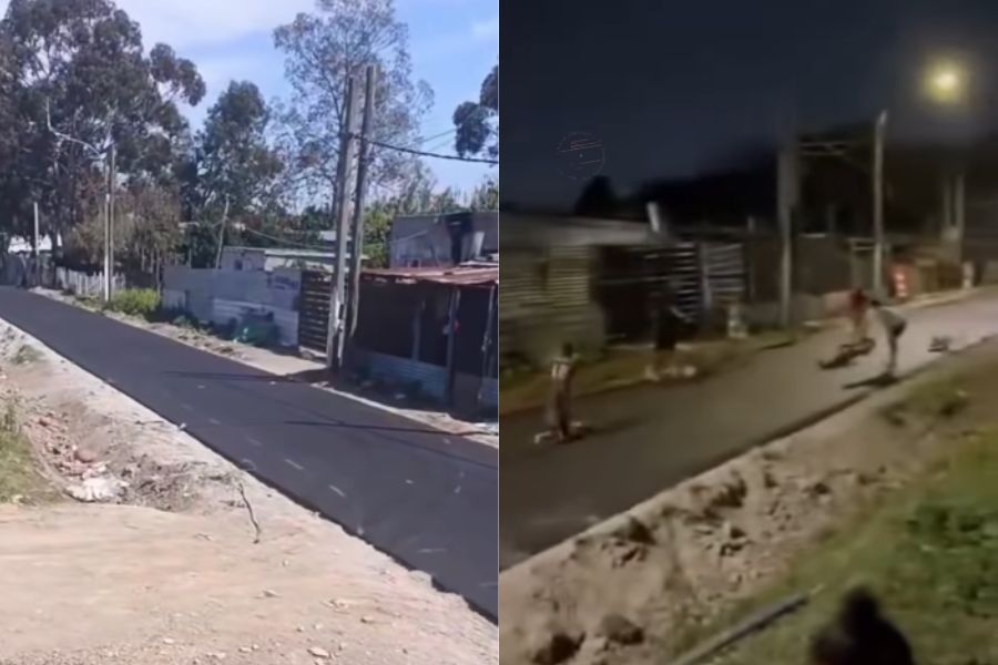 Vecinos celebraron que se asfaltó una calle de La Cachimba del Piojo: “Es calidad de vida”