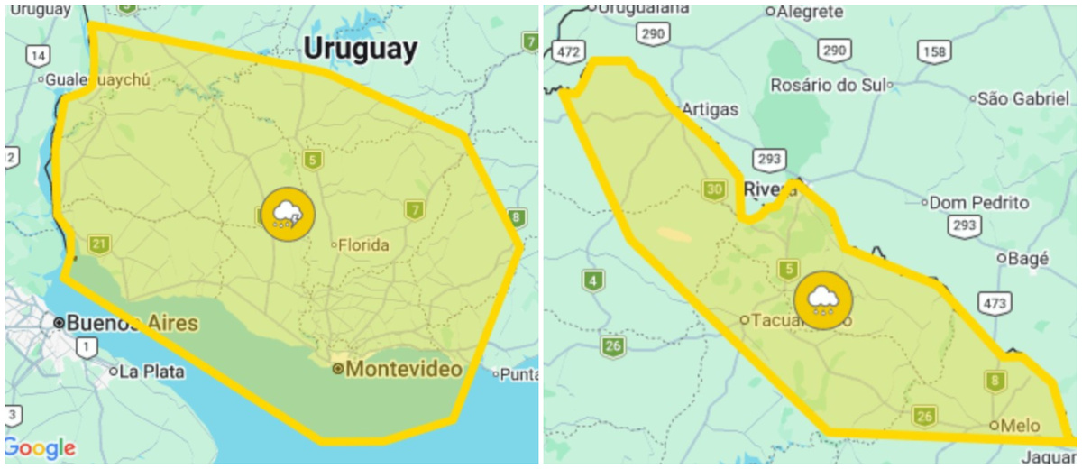 En dos frentes: alertas amarillas por tormentas en el norte y en el sur