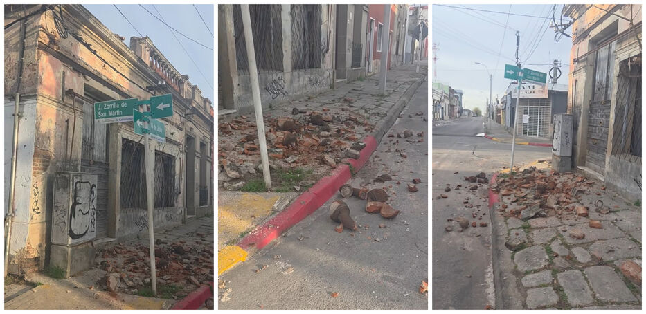 Un peligro: una balaustrada se desplomó sobre la vereda en una calle céntrica de Pando