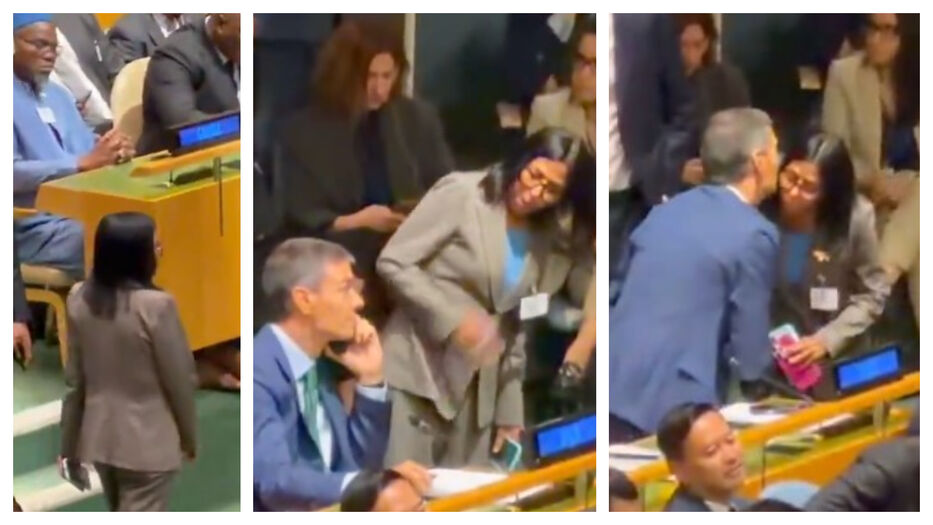 El video de caminata y el saludo de Delcy Rodríguez a Pedro Sánchez: qué se dijeron en ONU