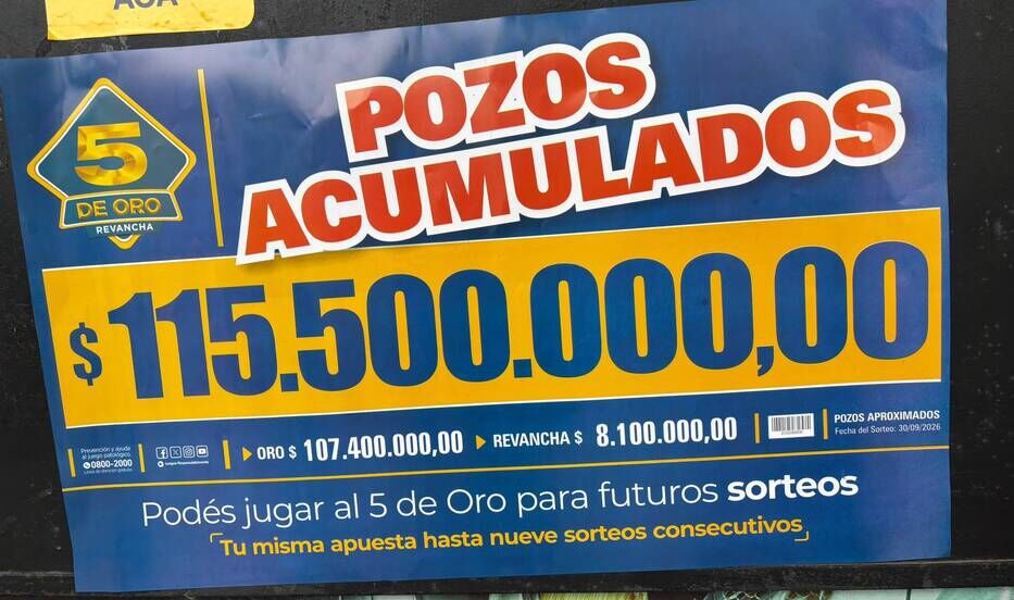 Sorteo del 5 de Oro: este miércoles 30 de setiembre, ¡más de 2,7 millones de dólares!