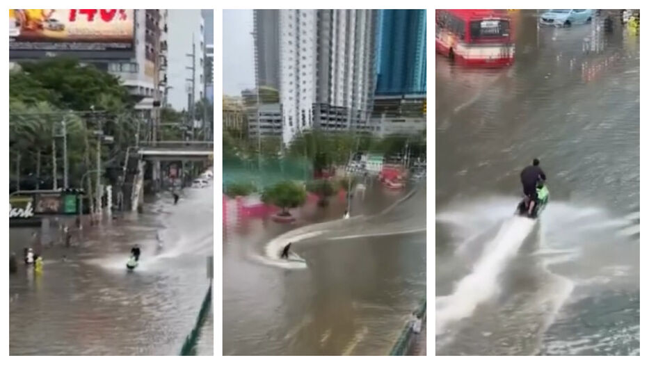 Travesía viral en moto de agua por calles inundadas dejó a tailandés condenado a cárcel