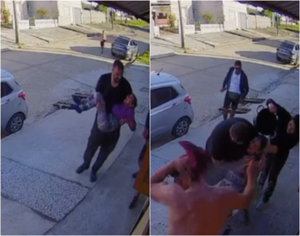 Dramático rescate de mujer que estaba tirada en la calle y atacada por enjambre de abejas