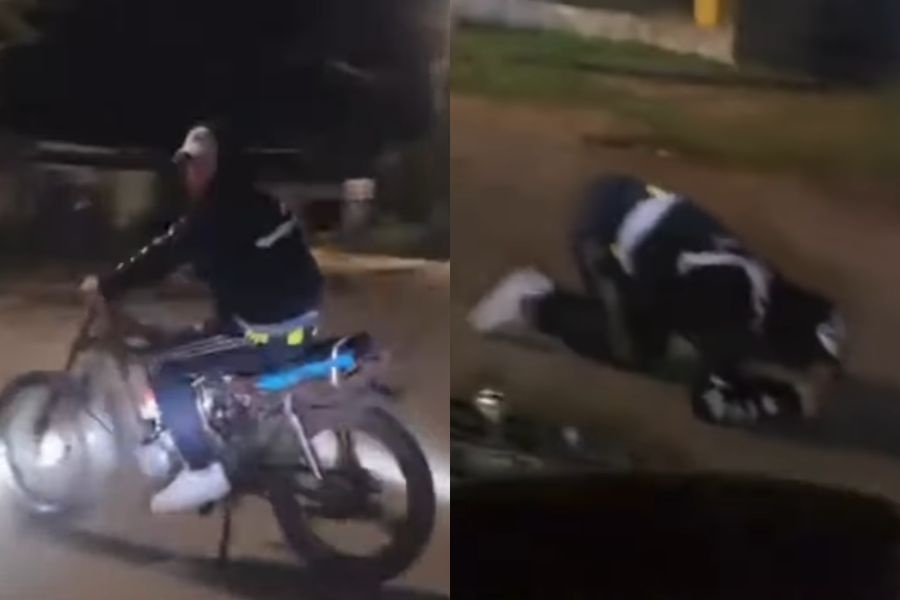 San José: motociclista intentó escapar de la Policía, pero terminó en el piso en segundos
