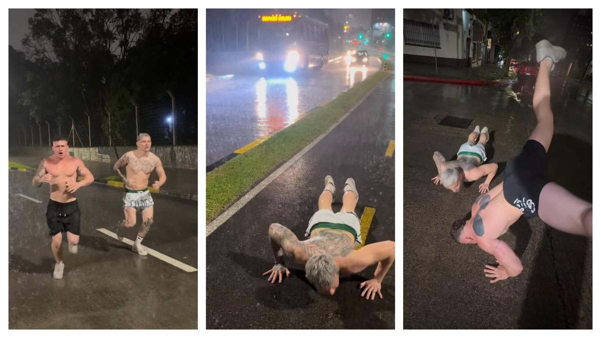“¿Qué hacés acostado?”: en pleno temporal, hacen burpees en ciclovía con mensaje motivador