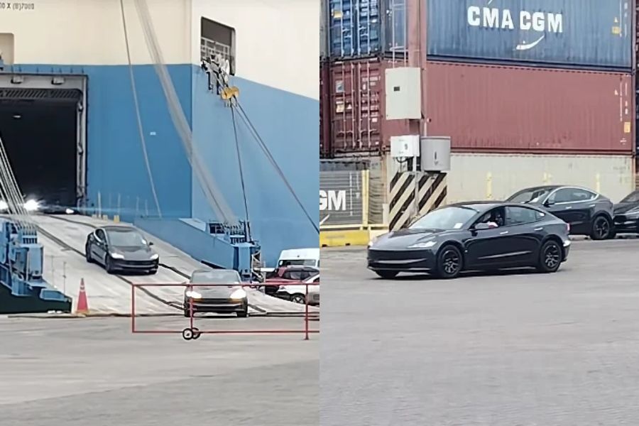 Desde el buque: así llegó un nuevo cargamento de vehículos Tesla al puerto de Montevideo