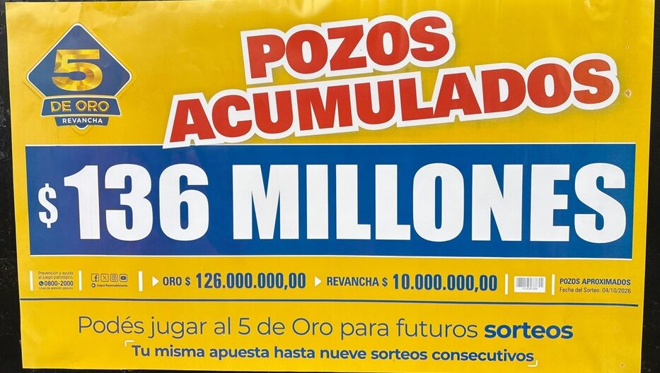 Sorteo del 5 de Oro: este domingo 4 de octubre, ¡más de 3,2 millones de dólares!