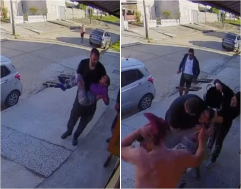 Dramático rescate de mujer que estaba tirada en la calle y atacada por enjambre de abejas