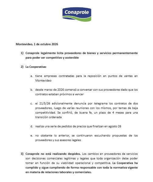 Comunicado Conaprole