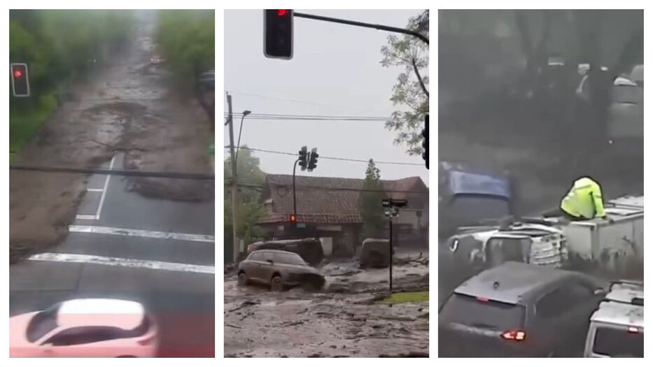 Calles inundadas de barro: los impresionantes videos del aluvión en Santiago de Chile