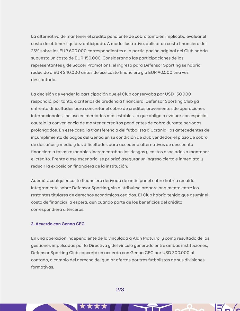 Comunicado Defensor Sporting