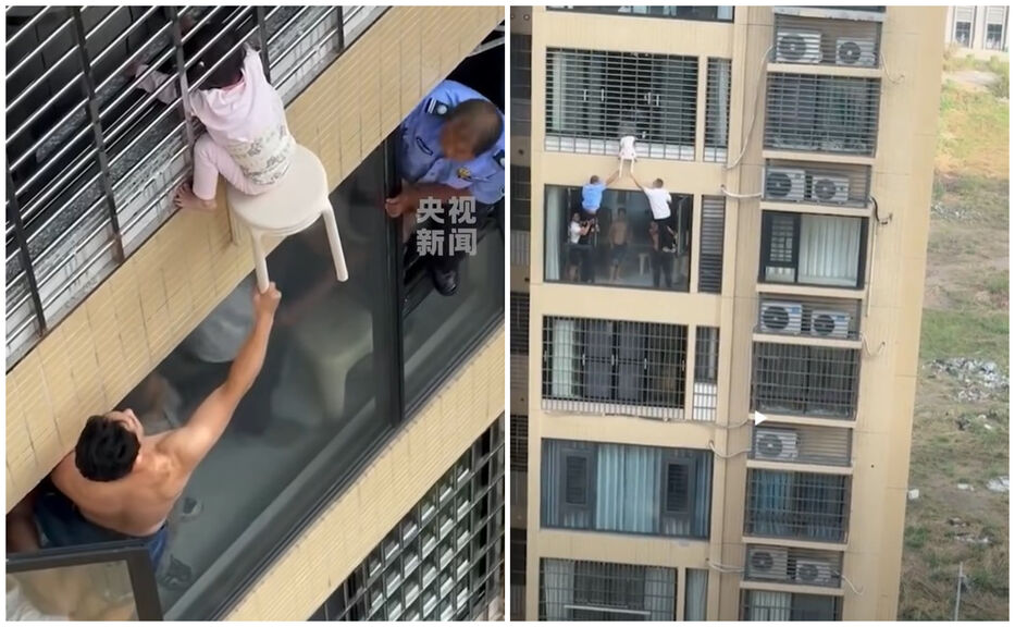 Con un banquito: el angustiante rescate de una niña de 3 años en lo alto de un edificio